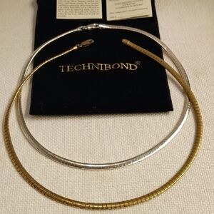 Technibond Two-Tone Gold and Silver Omega Necklaces Set